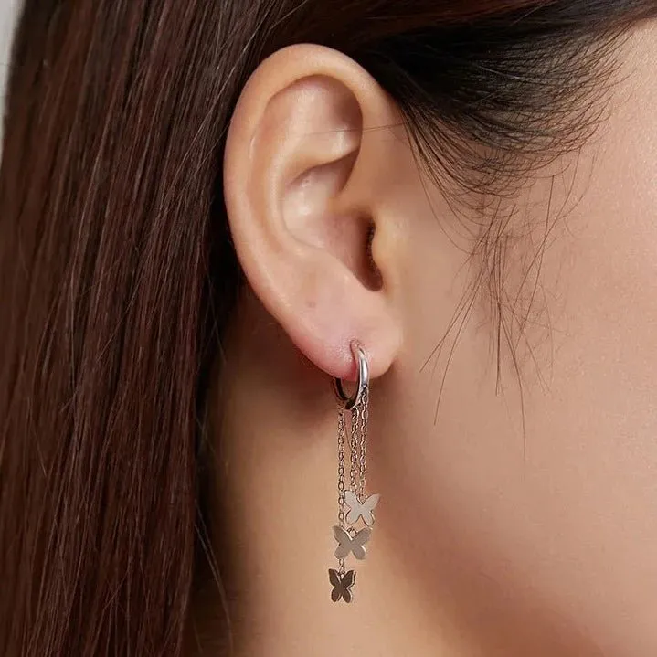 Tassel Butterfly Buckle Drop Earrings