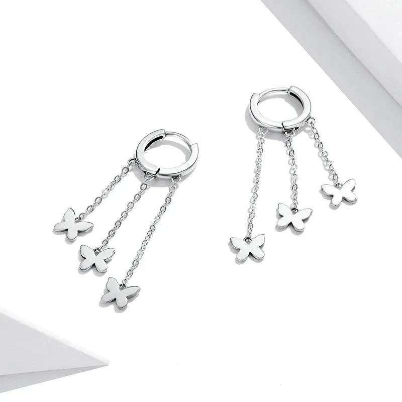 Tassel Butterfly Buckle Drop Earrings