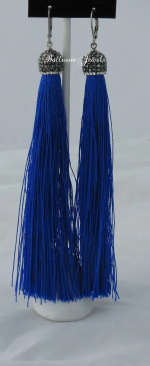 Tassel drop earrings in blue