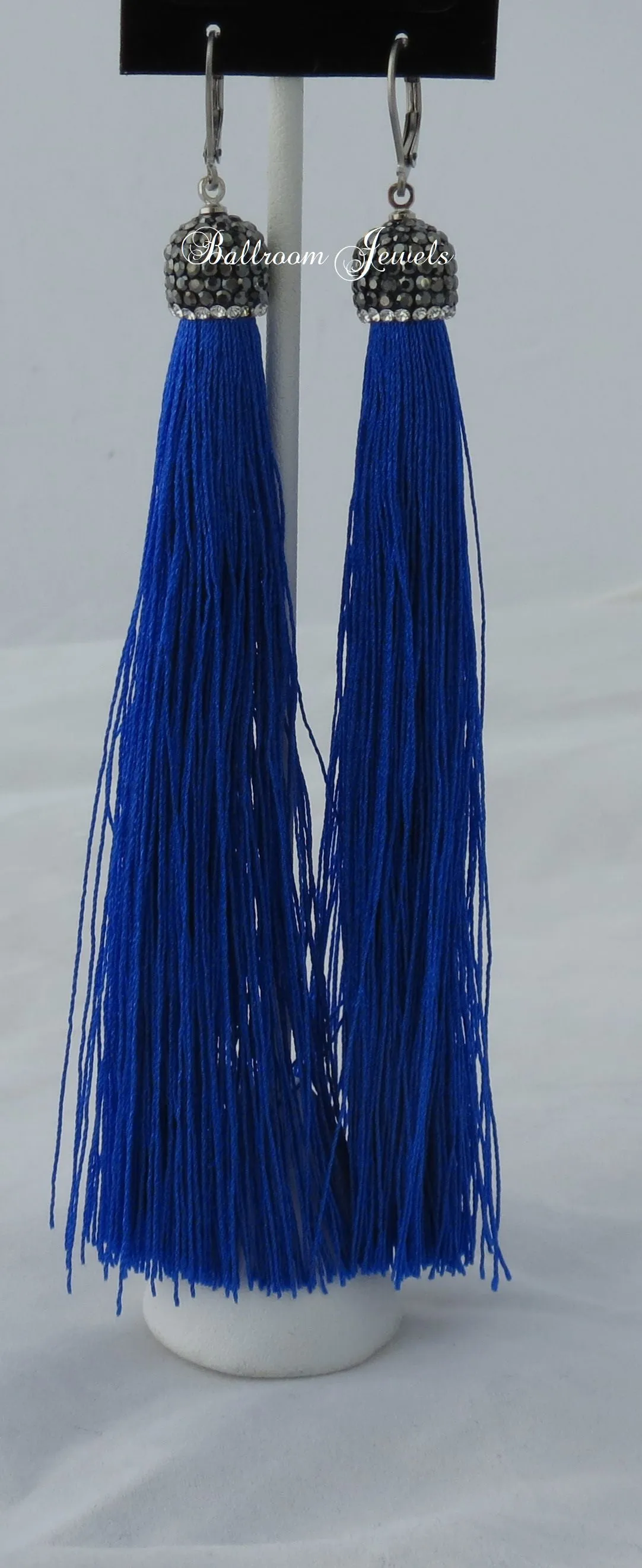 Tassel drop earrings in blue