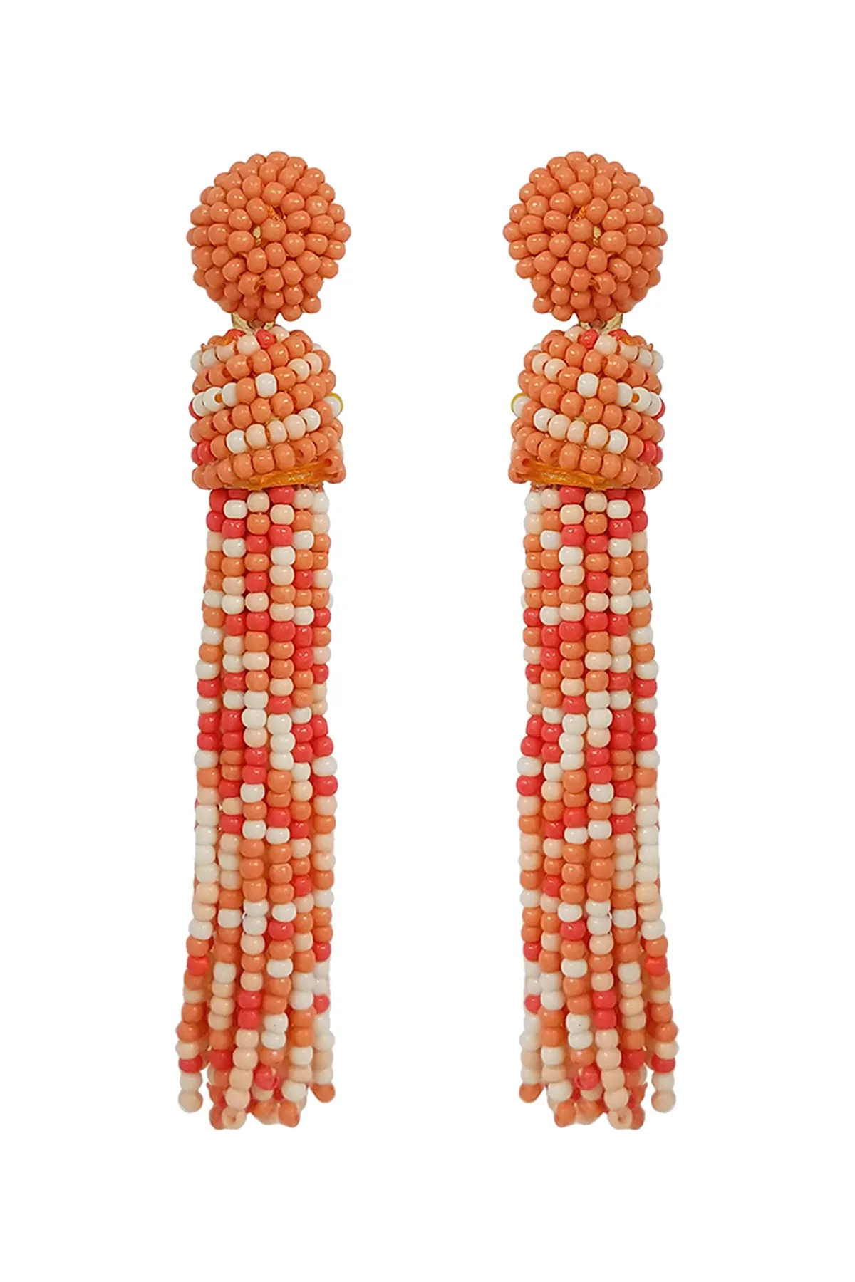 TASSEL FRINGE SEED BEAD DROP POST EARRINGS