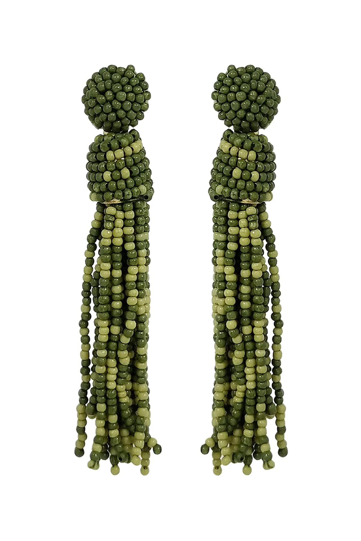TASSEL FRINGE SEED BEAD DROP POST EARRINGS