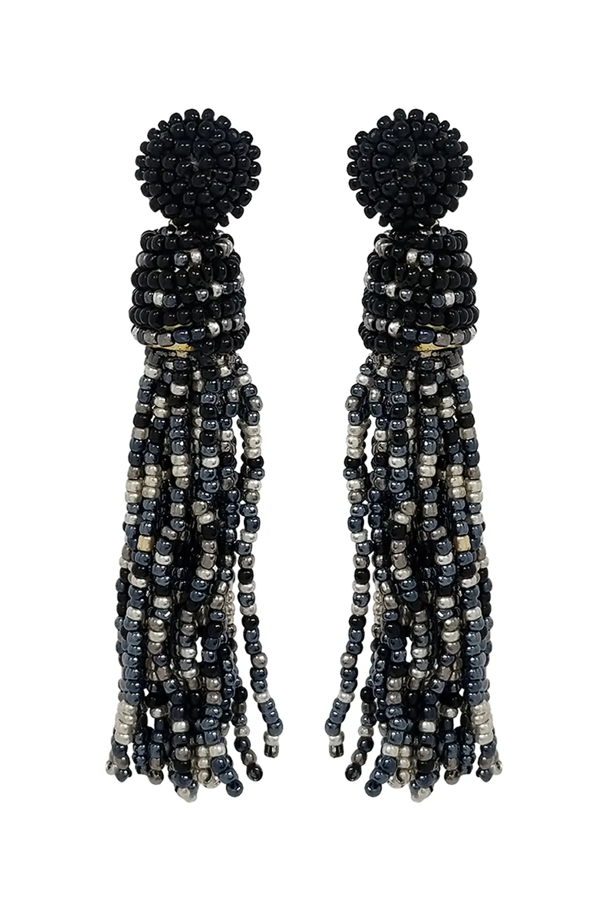 TASSEL FRINGE SEED BEAD DROP POST EARRINGS