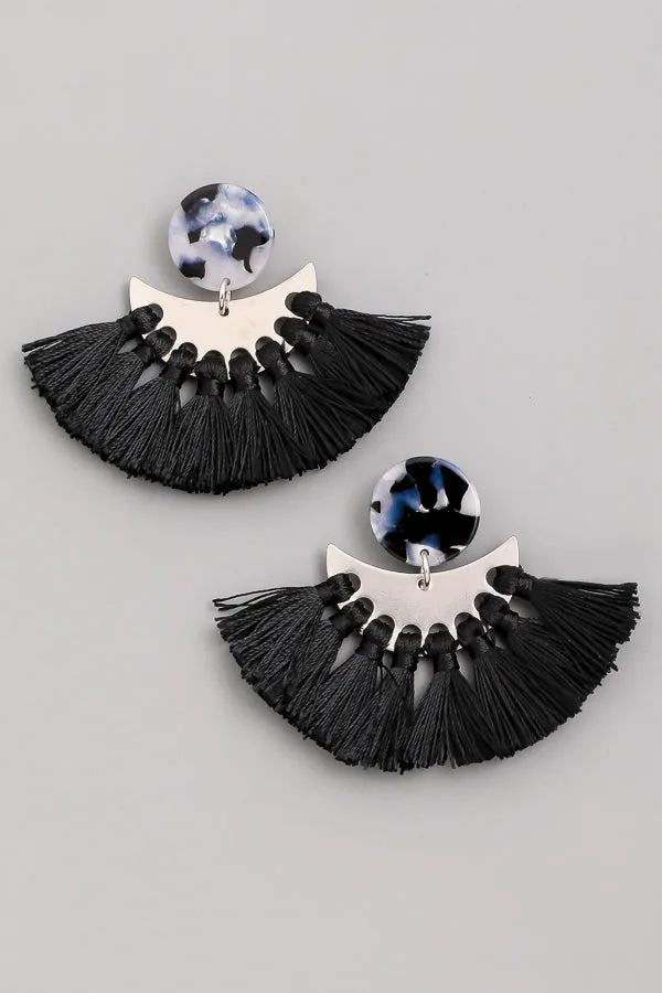 Tassel Half Moon Drop Earrings