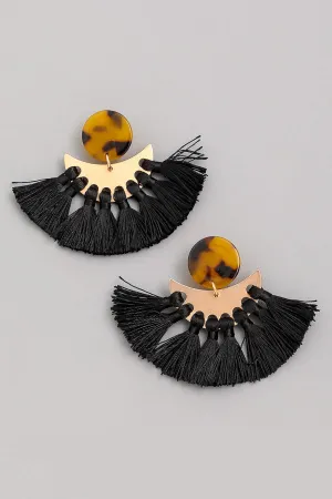 Tassel Half Moon Drop Earrings