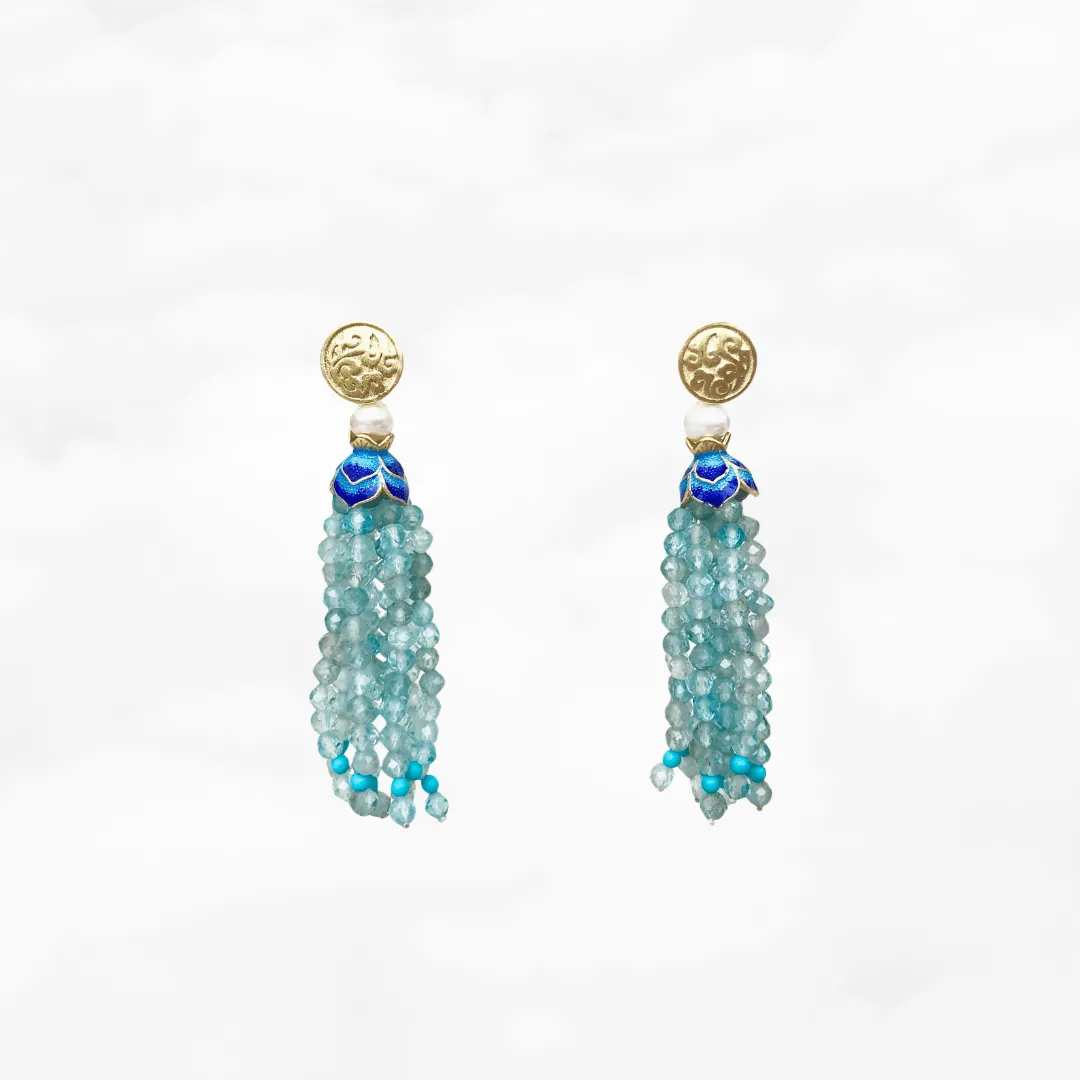 Tassels Necklace and Earrings - Apatite