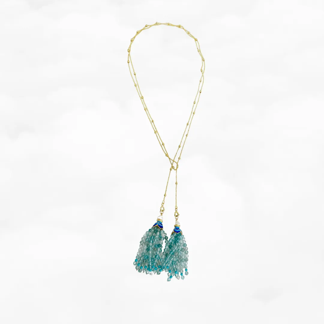 Tassels Necklace and Earrings - Apatite