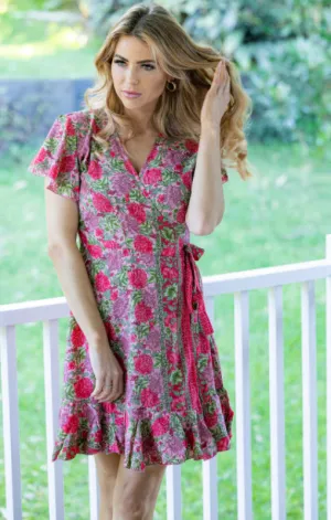 Tea Party Rose Short Wrap Dress