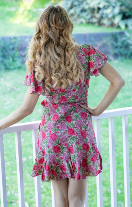 Tea Party Rose Short Wrap Dress
