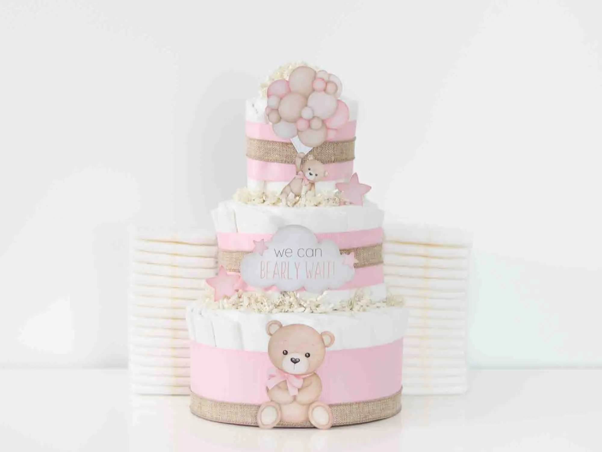 Teddy Bear Diaper Cake Collection - Pink  SKU:  DCBG1007