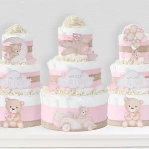 Teddy Bear Diaper Cake Collection - Pink  SKU:  DCBG1007