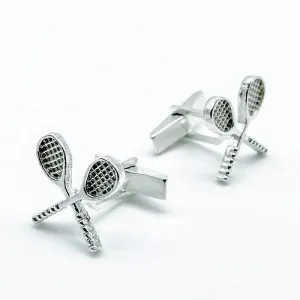 Tennis Racket Silver Cufflinks