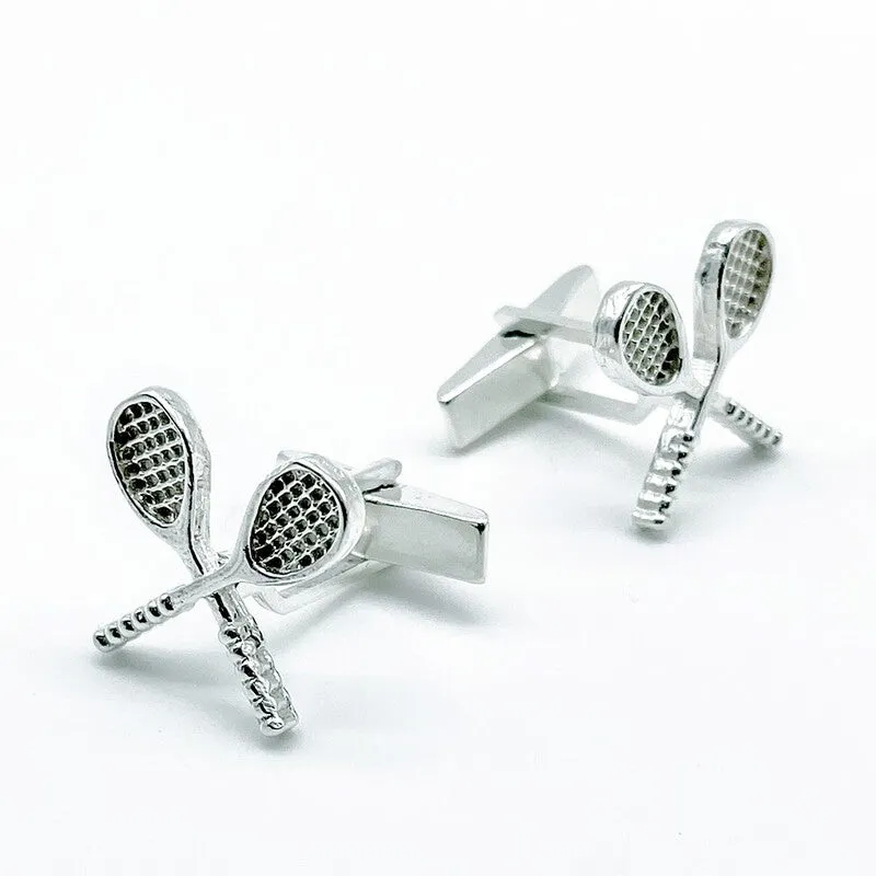 Tennis Racket Silver Cufflinks