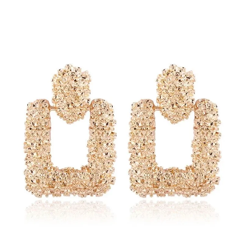 TEXTURED DOOR KNOCKER EARRINGS