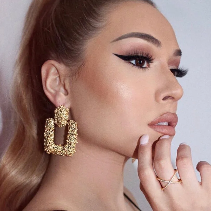 TEXTURED DOOR KNOCKER EARRINGS
