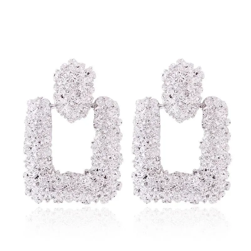 TEXTURED DOOR KNOCKER EARRINGS