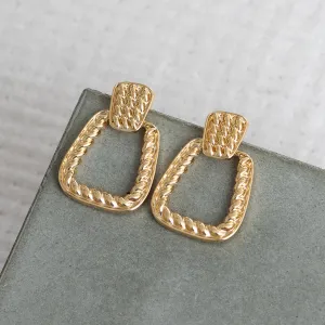 Textured Geo Drop Earring