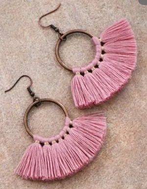 The Bahama Boho Chic Fan Shaped Tassel Earrings