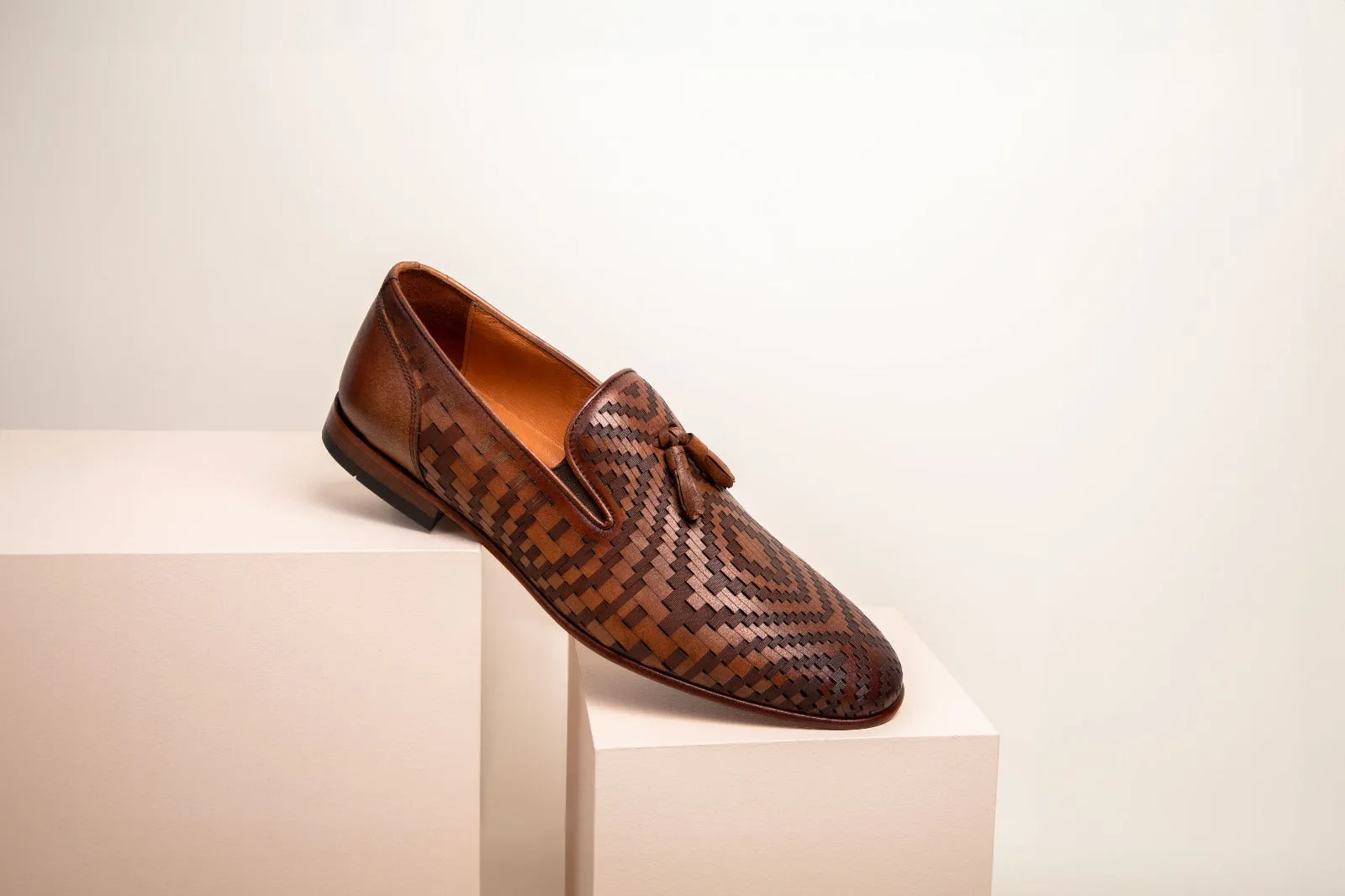 The Meram Brown Leather Tassel Slip-On Loafer Men Shoe