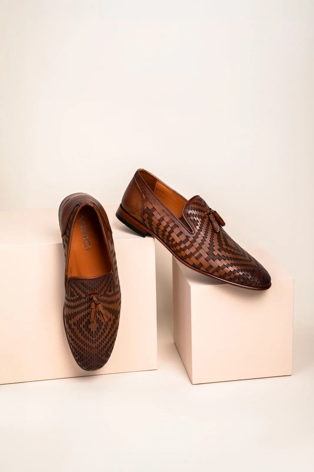 The Meram Brown Leather Tassel Slip-On Loafer Men Shoe