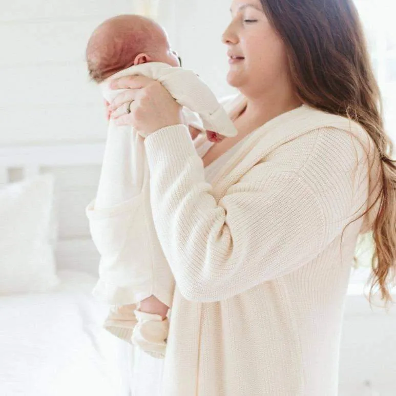 Thermal Bamboo Organic Cotton Convertible Sleeping Sack/Gown - Milk