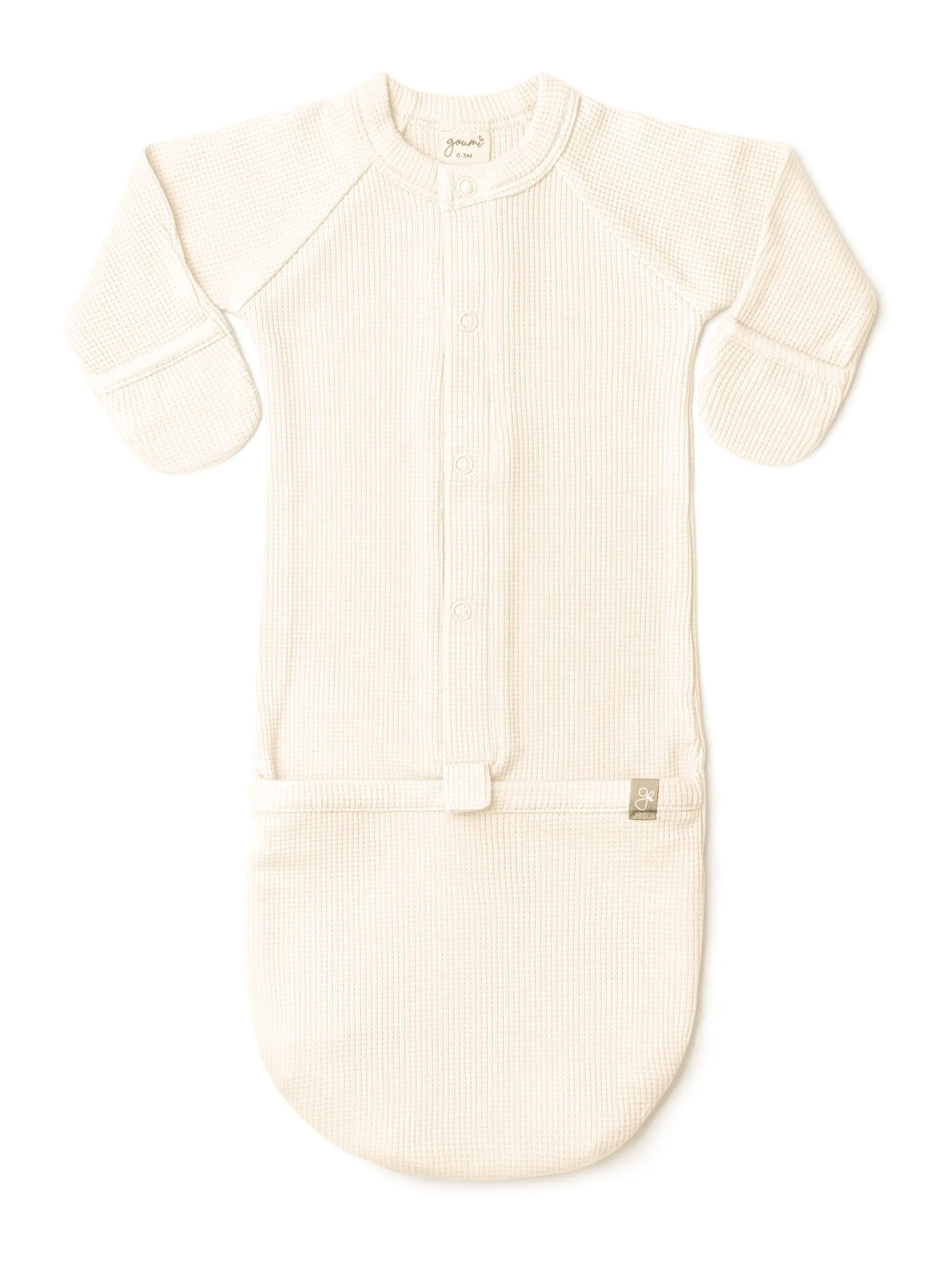 Thermal Bamboo Organic Cotton Convertible Sleeping Sack/Gown - Milk