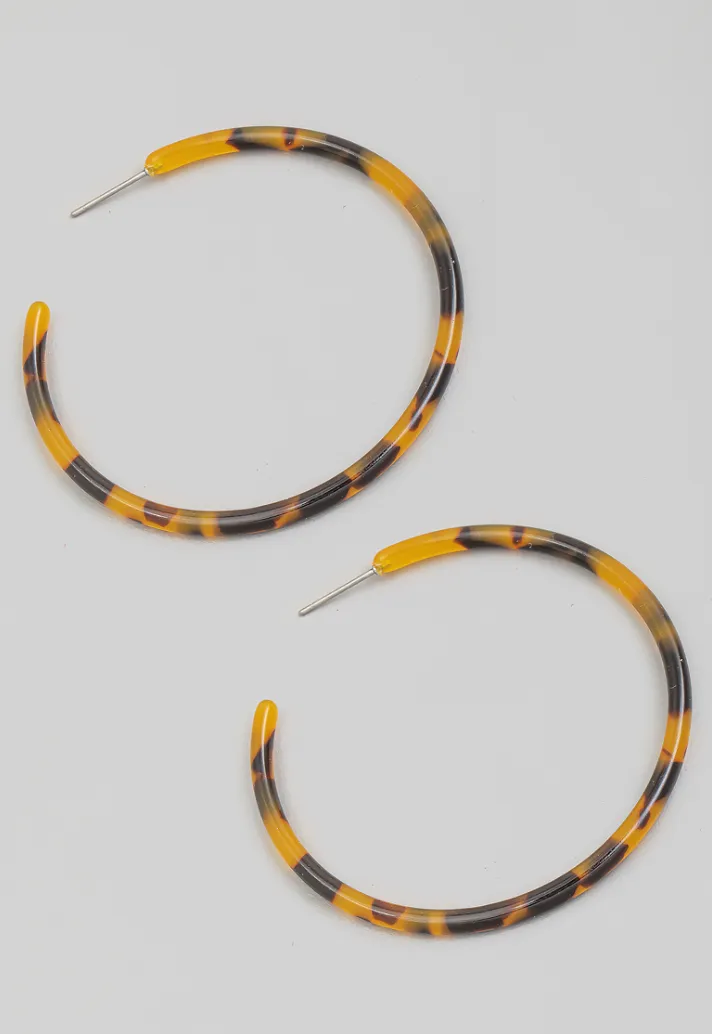 Thin Tortoise Shell Hoop Earrings