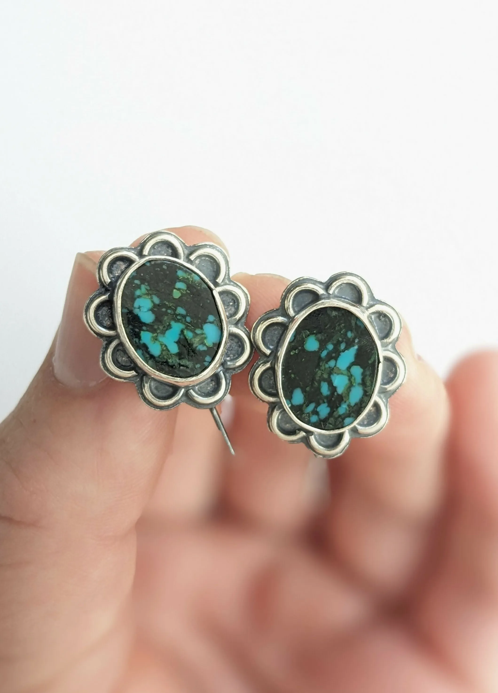Tibetan Turquoise Flower Earrings