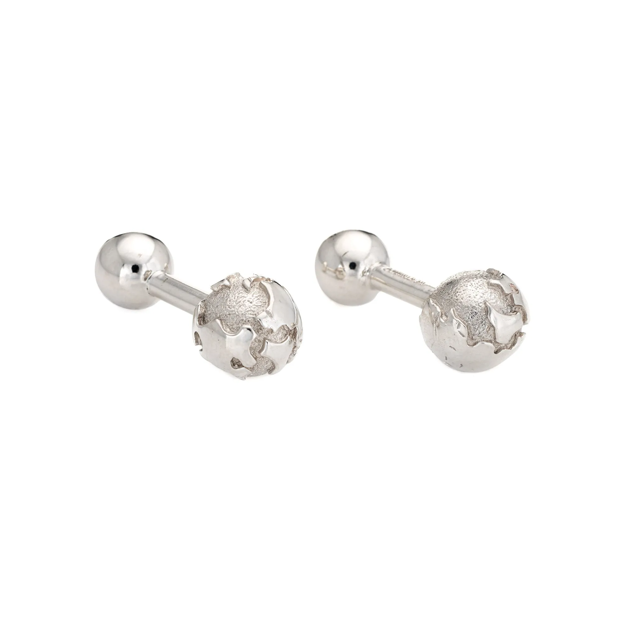 Tiffany & Co Globe Cufflinks Sterling Silver Estate Men's Jewelry Earth Traveler