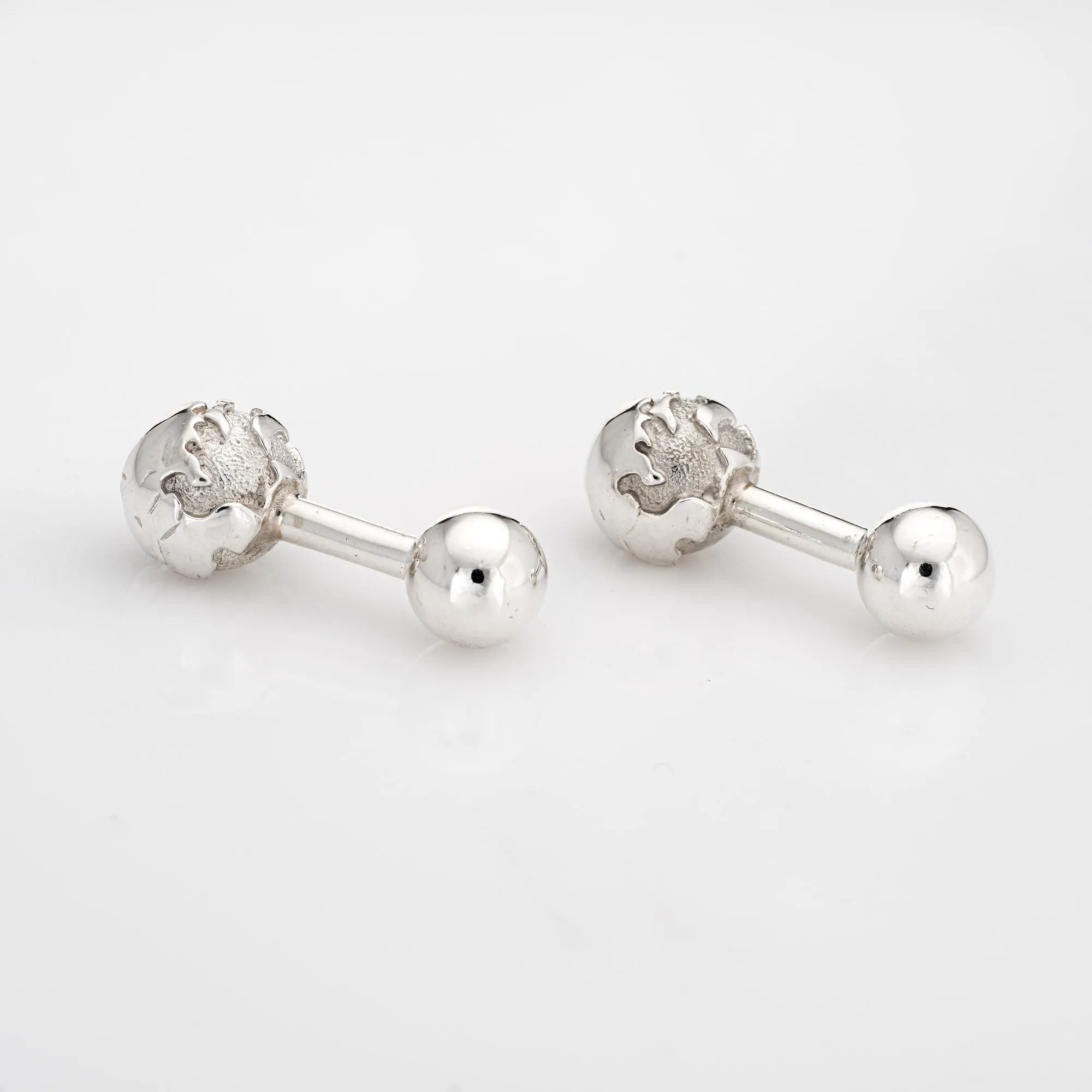 Tiffany & Co Globe Cufflinks Sterling Silver Estate Men's Jewelry Earth Traveler