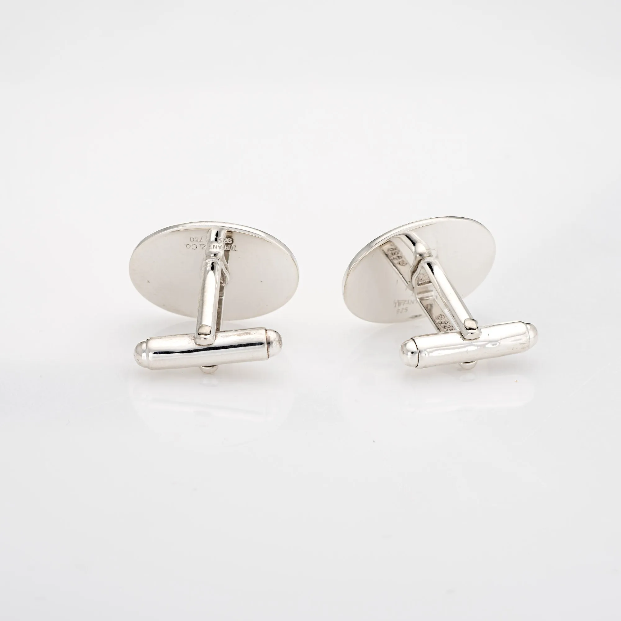Tiffany & Co Oval Cufflinks Sterling Silver 18k Yellow Gold Estate Men's Jewelry