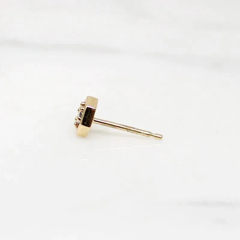 Tiny Diamond Hexagon Studs in Recycled Gold
