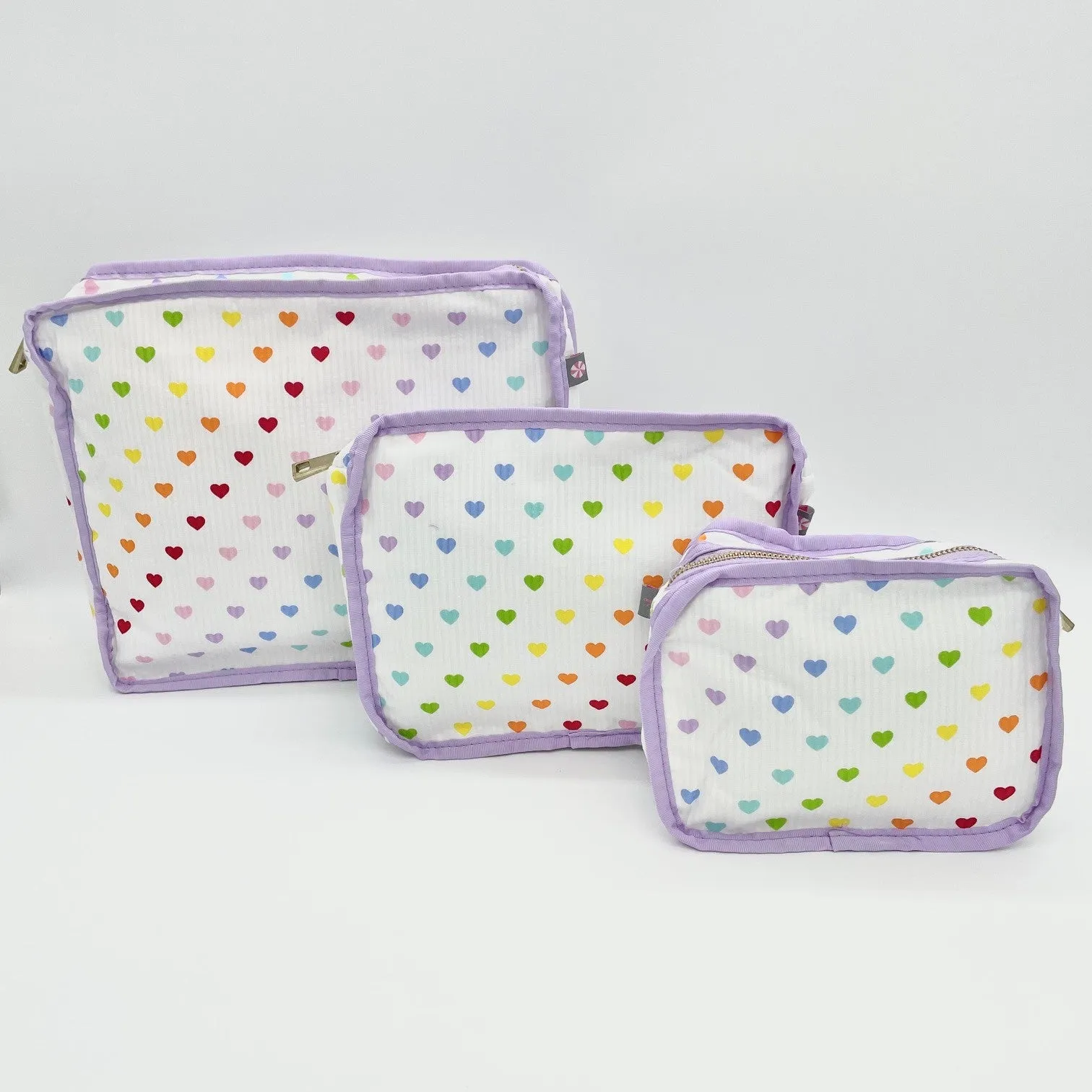 Tiny Hearts Seersucker Packing Cube Stacking Set
