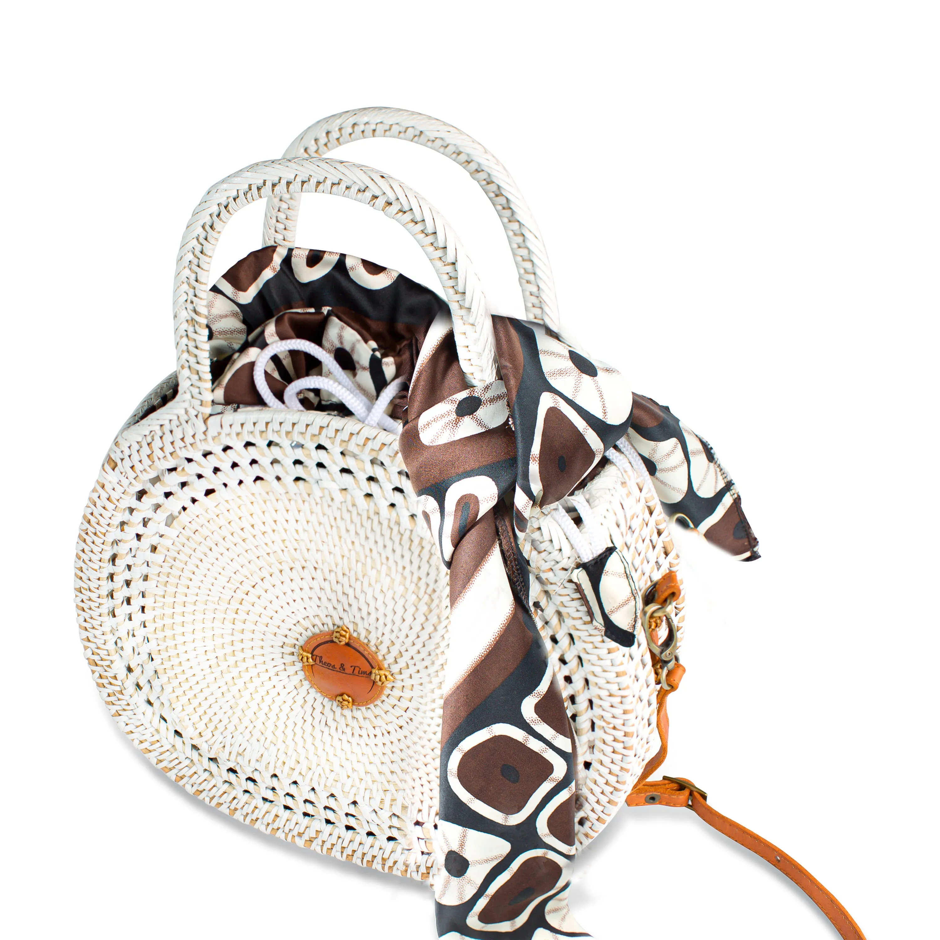 Tise 1 - Silk African Print Rattan Bag