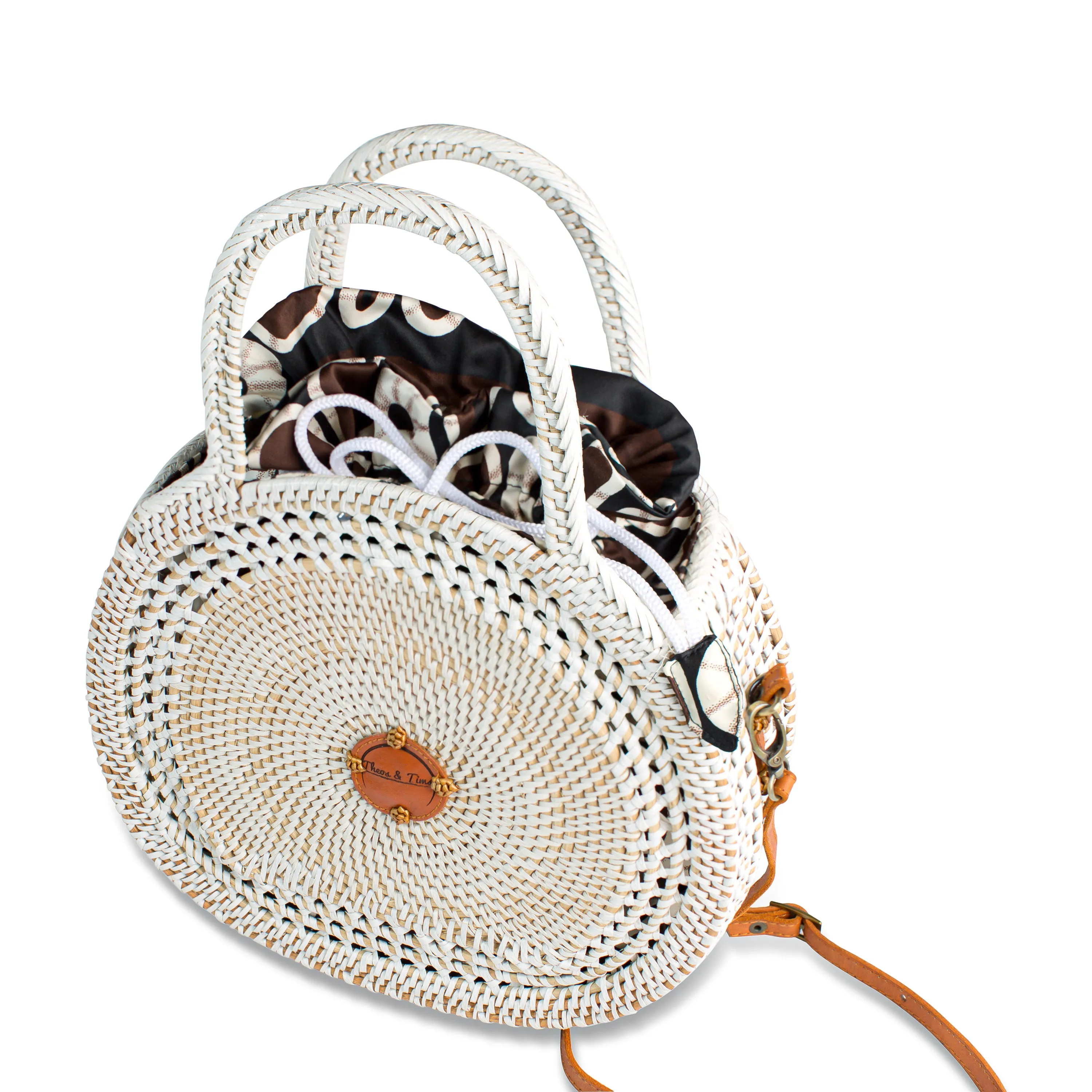 Tise 1 - Silk African Print Rattan Bag