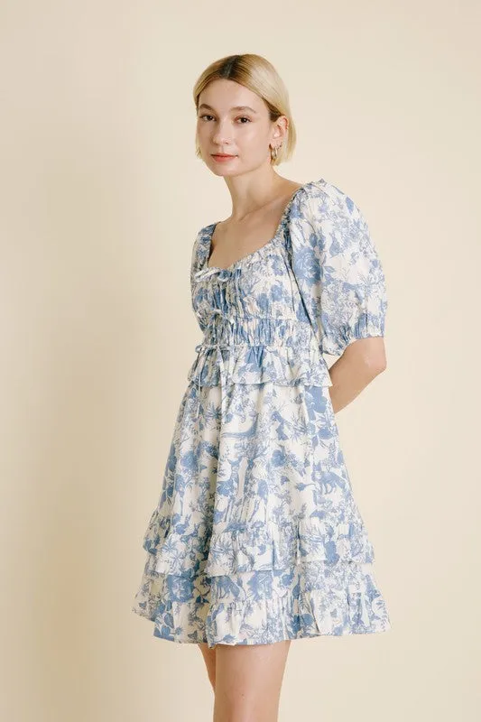 Toile Print Mini Dress