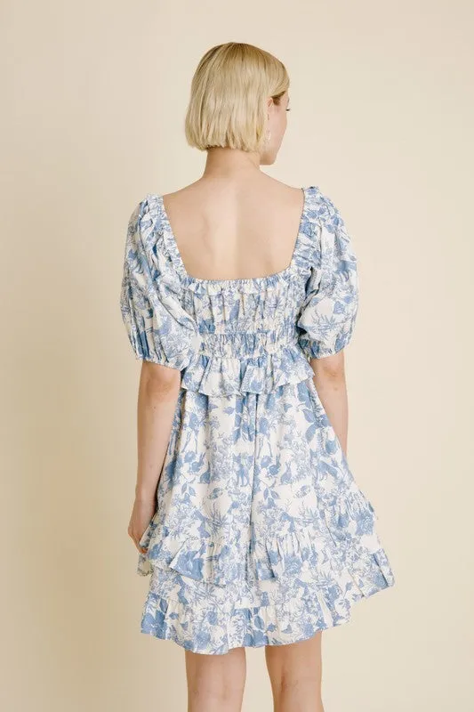 Toile Print Mini Dress