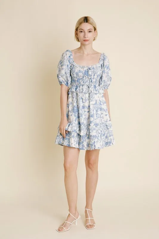 Toile Print Mini Dress