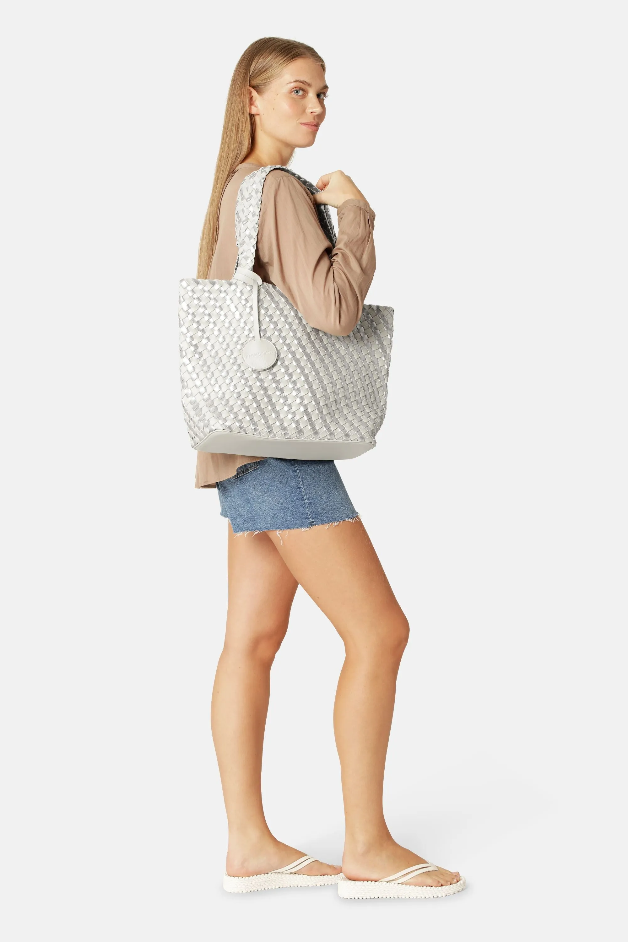 Tote Bag Flätad - Milk Creme Silver
