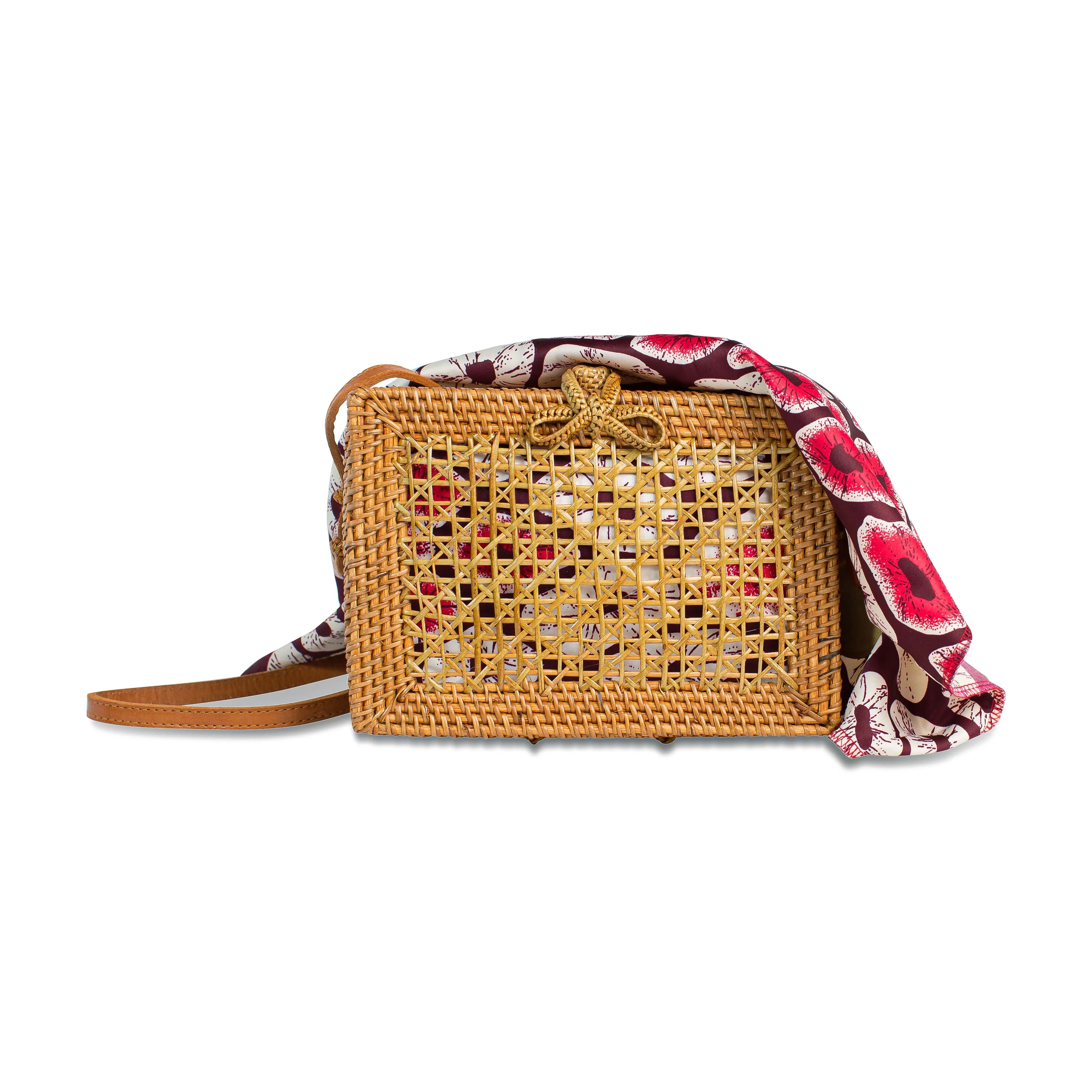Toyo - Silk African Print Rattan Bag