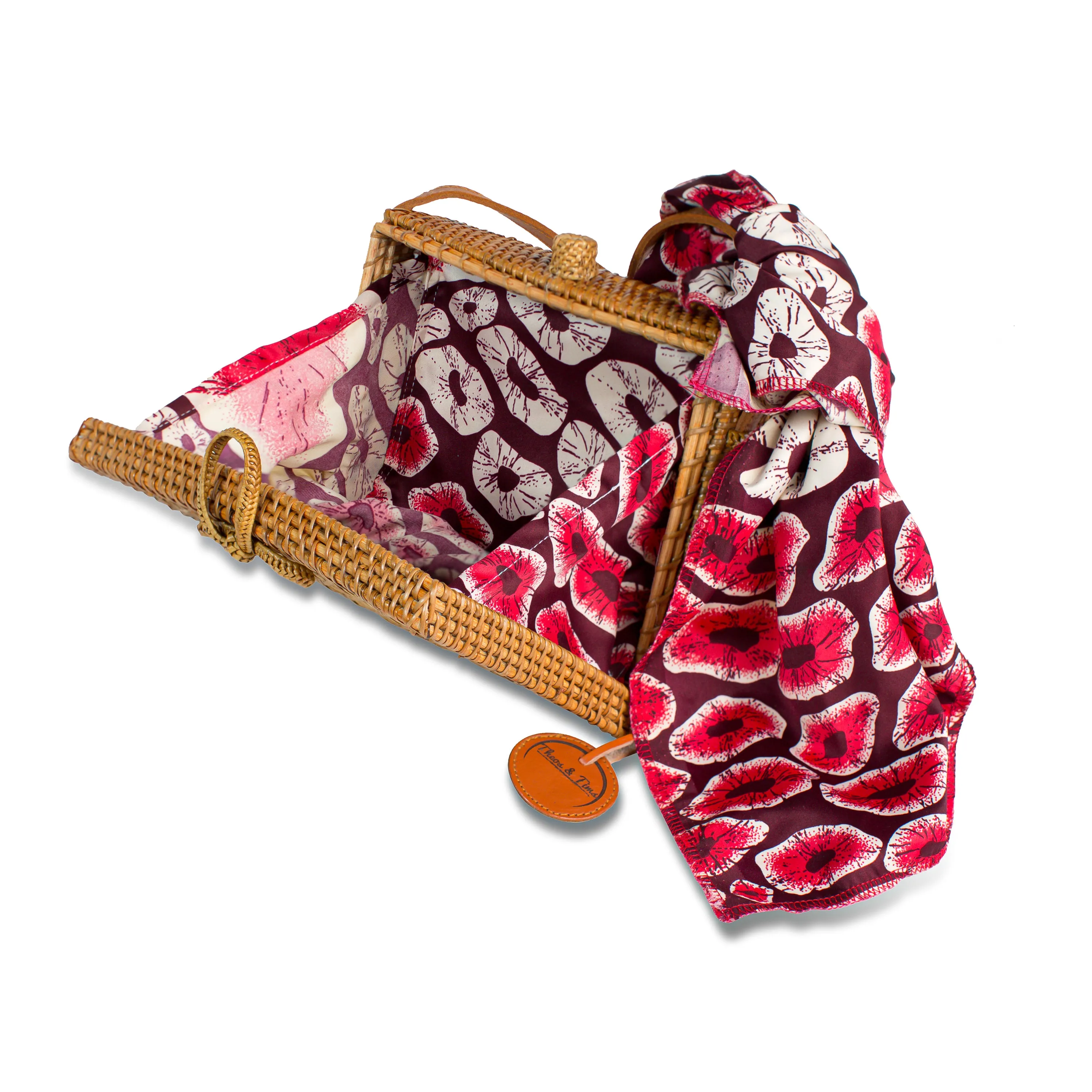 Toyo - Silk African Print Rattan Bag