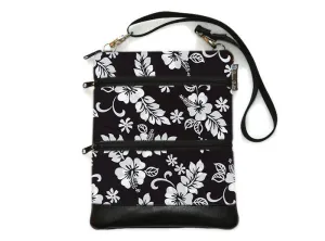 Travel Bags Crossbody Purse - Cross Body - Faux Leather - Tablet Purse -  Hawiian Hibiscus Flower  Fabric
