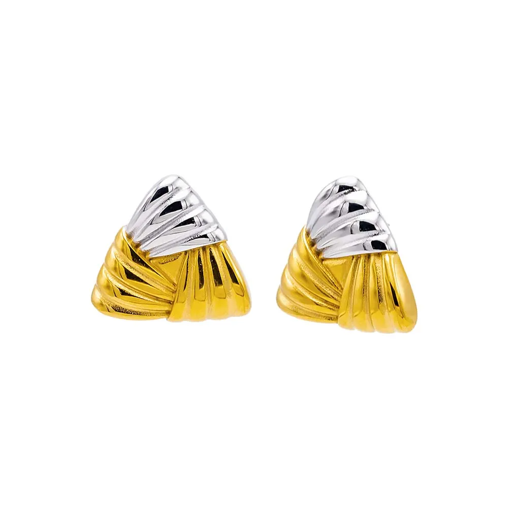 Triangular Ridged Statement Stud Earring