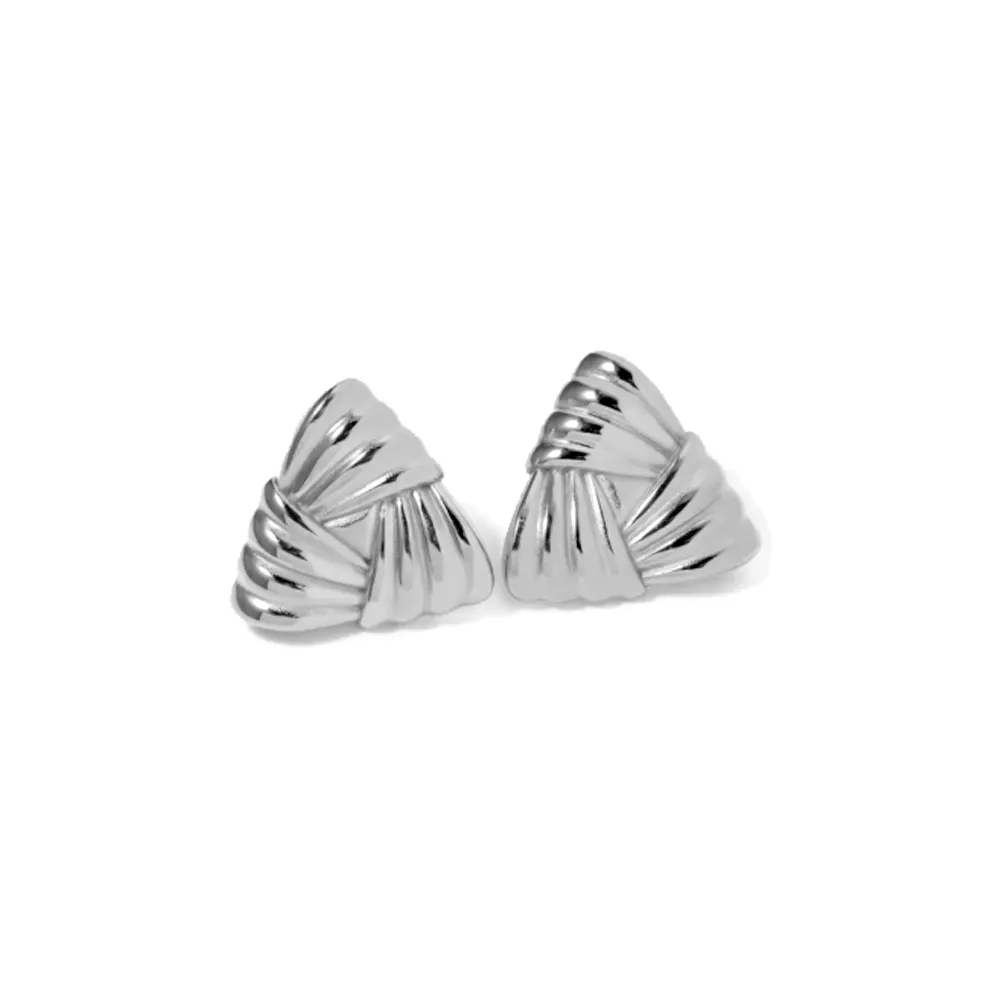Triangular Ridged Statement Stud Earring