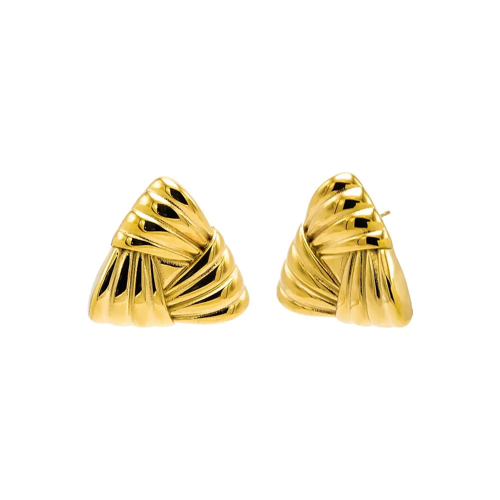 Triangular Ridged Statement Stud Earring