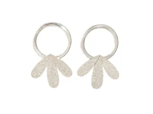 Triple Drop Dangle Posts on Circle with Silver