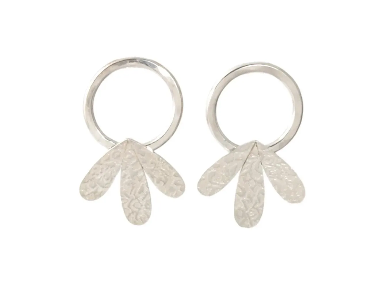 Triple Drop Dangle Posts on Circle with Silver