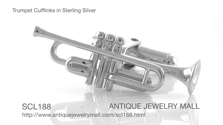 Trumpet Cufflinks in Sterling Silver