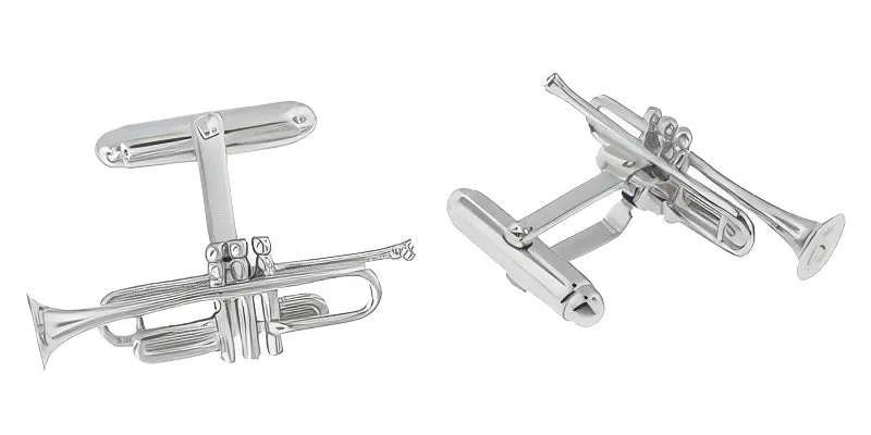Trumpet Cufflinks in Sterling Silver