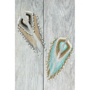 Turquoise and Gold Boho Long Beaded Multi-Color Earrings S